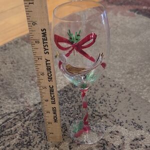 Festive Hand-Painted Wine Glass